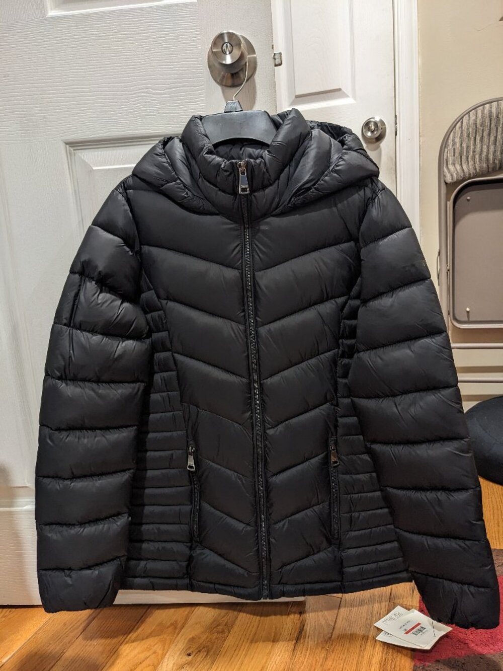 DKNY Short Black Puffer Coat women's size x-small